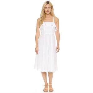 Shoshanna | White Sam Ruffle-top Midi Dress NEW